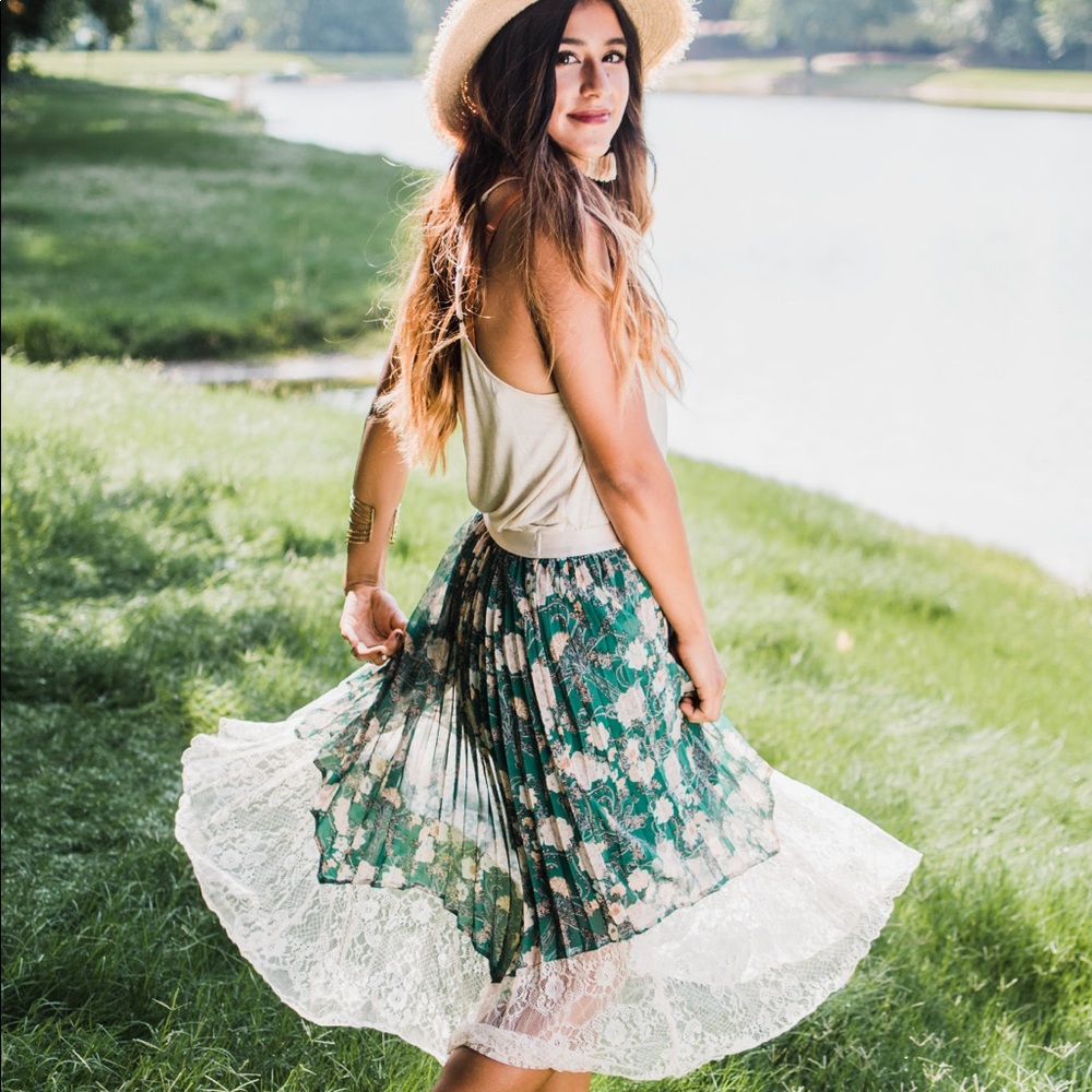 Floral Skirt with Lace